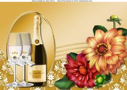 Beautiful Gold Champagne Bottle & Glass's A4
