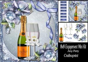 Champagne Bottle & Glass's with Beautiful Roses 8x8 Mini Kit