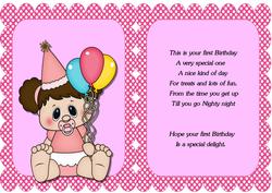 1st Birthday Baby Girl Insert