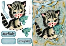 Cute Vintage Black & White Kitten