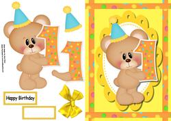 Happy 1st Birthday Bear Polka Dot