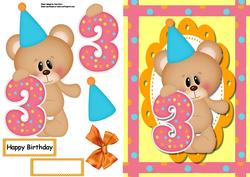 Happy 3rd Birthday Bear Polka Dot
