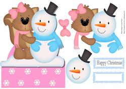 Squirrel & Snowman Friends Over the Edge