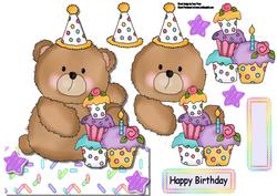 Cute Big Brown Bear with Cake Over the Edge