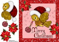 Gorgeous Bird with Red Santa Hat 8x8