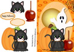 Cute Cat with Pumpkin & Ghost