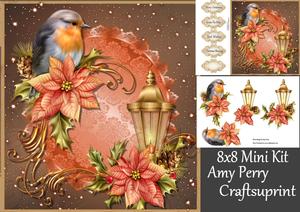Beautiful Christmas Lantern & Robin 8x8 Mini Kit
