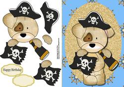 Pirate Dog with Telescope & Flag