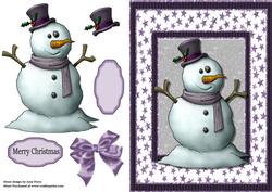 Cute Snowman with Purple Scarf