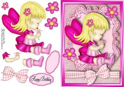 Cute Pink Fairy with Flower