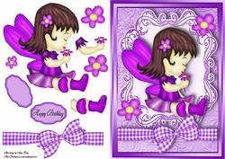 Cute Purple Fairy with Flowers
