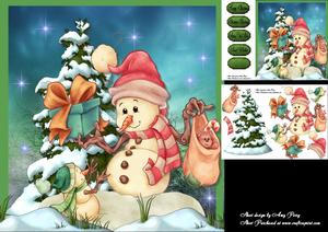 Snowman Giving Out Presents 8x8 Mini Kit