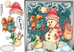 Snowman Giving Out Presents 8x8