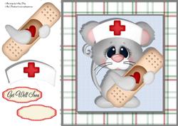 Get Well Soon Mouse with Plaster 8x8