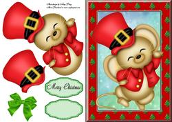 Cute Christmas Mouse in Red
