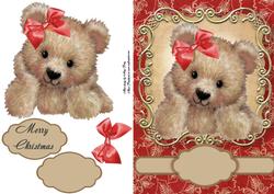 Gorgeous Fuzzy Brown Bear with Red Bow