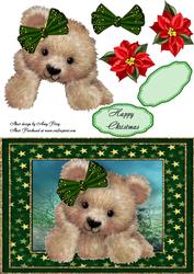 Fuzzy Brown Bear with Green Star Bow
