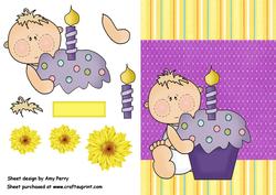 Cute Baby with Purple Cupcake