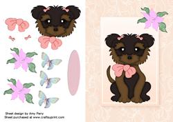 Cute Yokie Terrier with Pink Bow