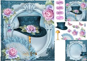Beautiful Top Hat with Roses 8x8 Mini Kit