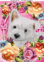 West Highland Terrier in Summer Flowers A4