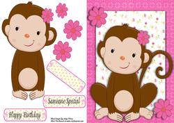 Cheeky Monkey with Pink Flower