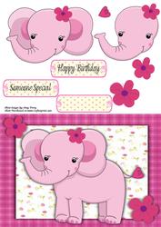 Cute Elephant with Pink Flower