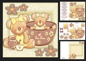 Cute Pair of Bears Having Tea 8x8 Mini Kit