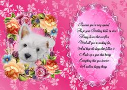 Gorgeous Westie in Bed of Flowers Insert