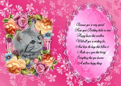 Gorgeous Grey Cat in Bed of Flowers Insert