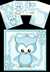 Cute Baby Blue Owl 8x8 Mini Kit