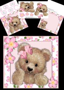 Gorgeous Brown Teddy Bear with Pink Bow 8x8 Mini Kit
