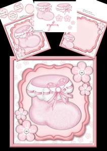 Beautiful Baby Girl Bootie with Flowers 8x8 Mini Kit