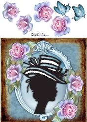 Beautiful Silhoutte with Blue Roses 8x8