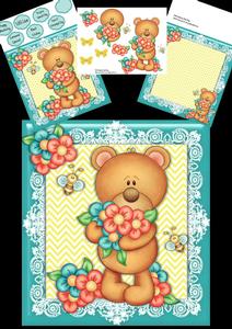 Gorgeous Bear with Flowers 8x8 Mini Kit