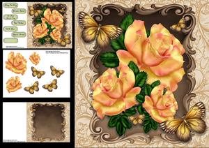 Beautiful Peach Rose's & Butterflies 8x8 Mini Kit