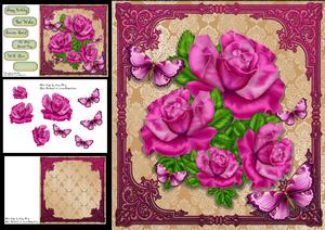 Beautiful Pink Rose's & Butterflies 8x8 Mini Kit