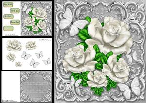 Beautiful White Roses & Butterflies 8x8 Mini Kit