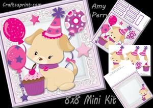 Adorable Puppy with Cupcake 8x8 Mini Kit