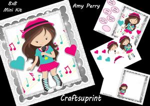 Rock Girl with Microphone Brunette 8x8 Mini Kit