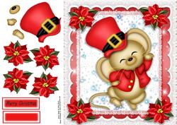 Adorable Santa Mouse 8x8