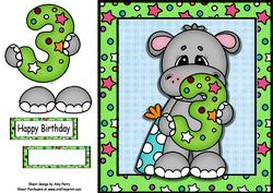 Happy 3rd Birthday Hippo 8x8
