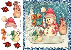 Snowman Dishing Out the Presents 8x8