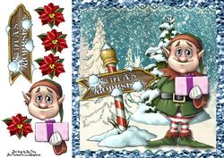 Santa's Helper with Present 8x8