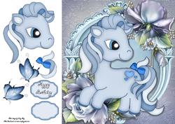 Adorable Pony with Blue Roses 8x8