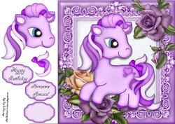 Adorable Lilac Pony on Lilac Roses 8x8