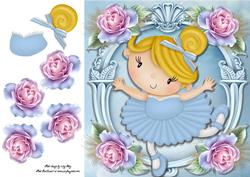 Beautiful Blue Ballerina with Roses 8x8