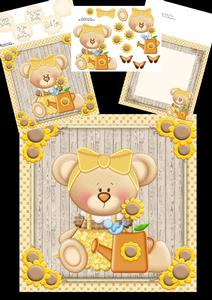 Adorable Teddy Bear with Sunflower 8x8 Mini Kit
