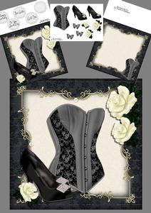 Beautiful Grey Corset with Shoes 8x8 Mini Kit