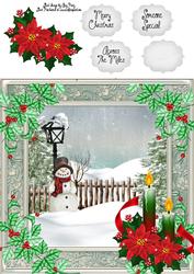 Beautiful Snow Scene with Snowman 8x8